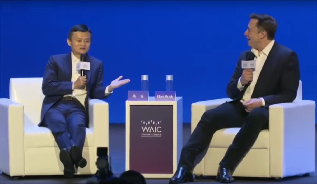 Billionaires Jack Ma vs. Elon Musk debate in Shanghai China at World Artificial Intelligence